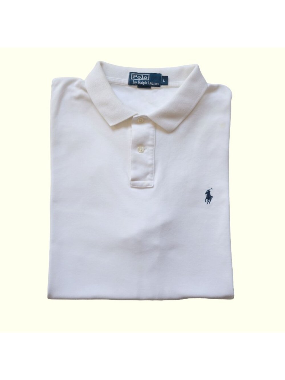 RALPH LAUREN POLO VTG 90s RETRO CLASSIC LOGO POLO WHITE T SHIRT SZ L